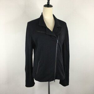 EILEEN FISHER Black Italian Fabric Zip Pockets & Sleeve Moto Style Jacket